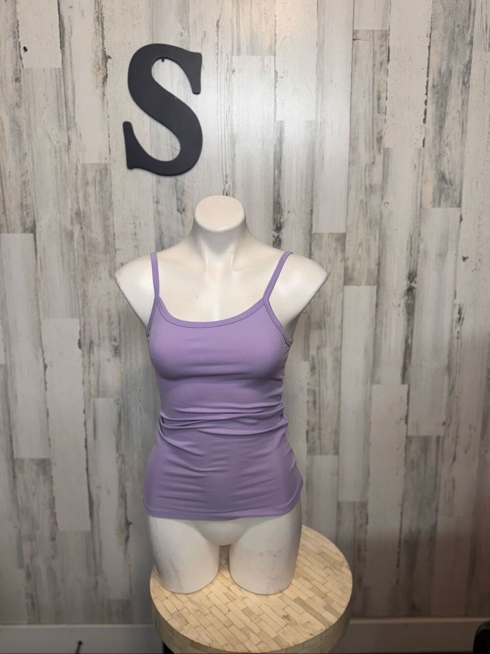No Boundaries Lavender Purple Ribbed Spaghetti Strap Cami Tank Top Womens Small